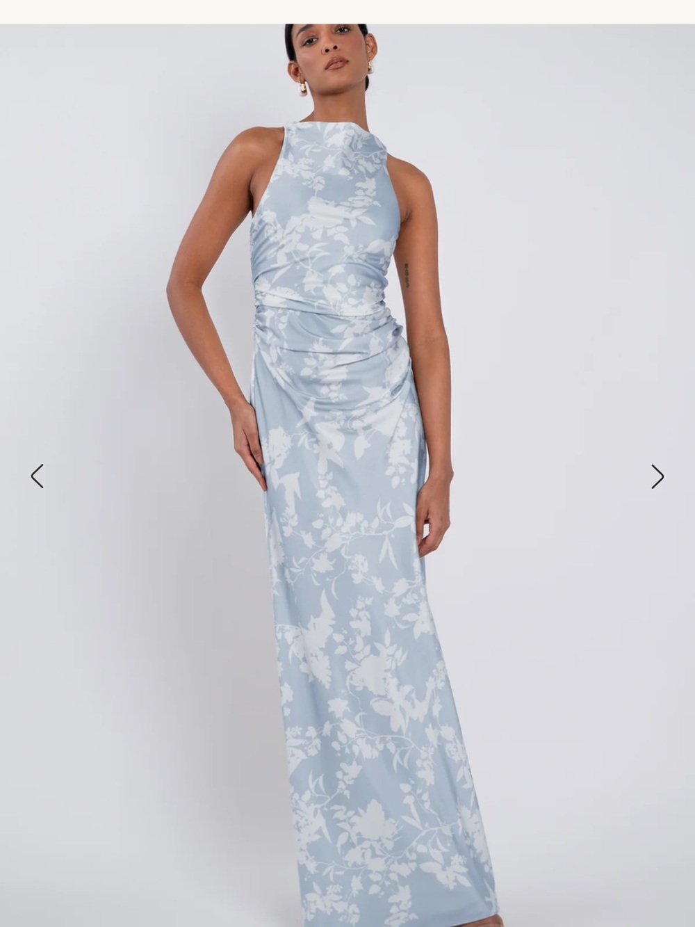 Jenny Yoo Powder Blue Floral Halter Maxi Dress